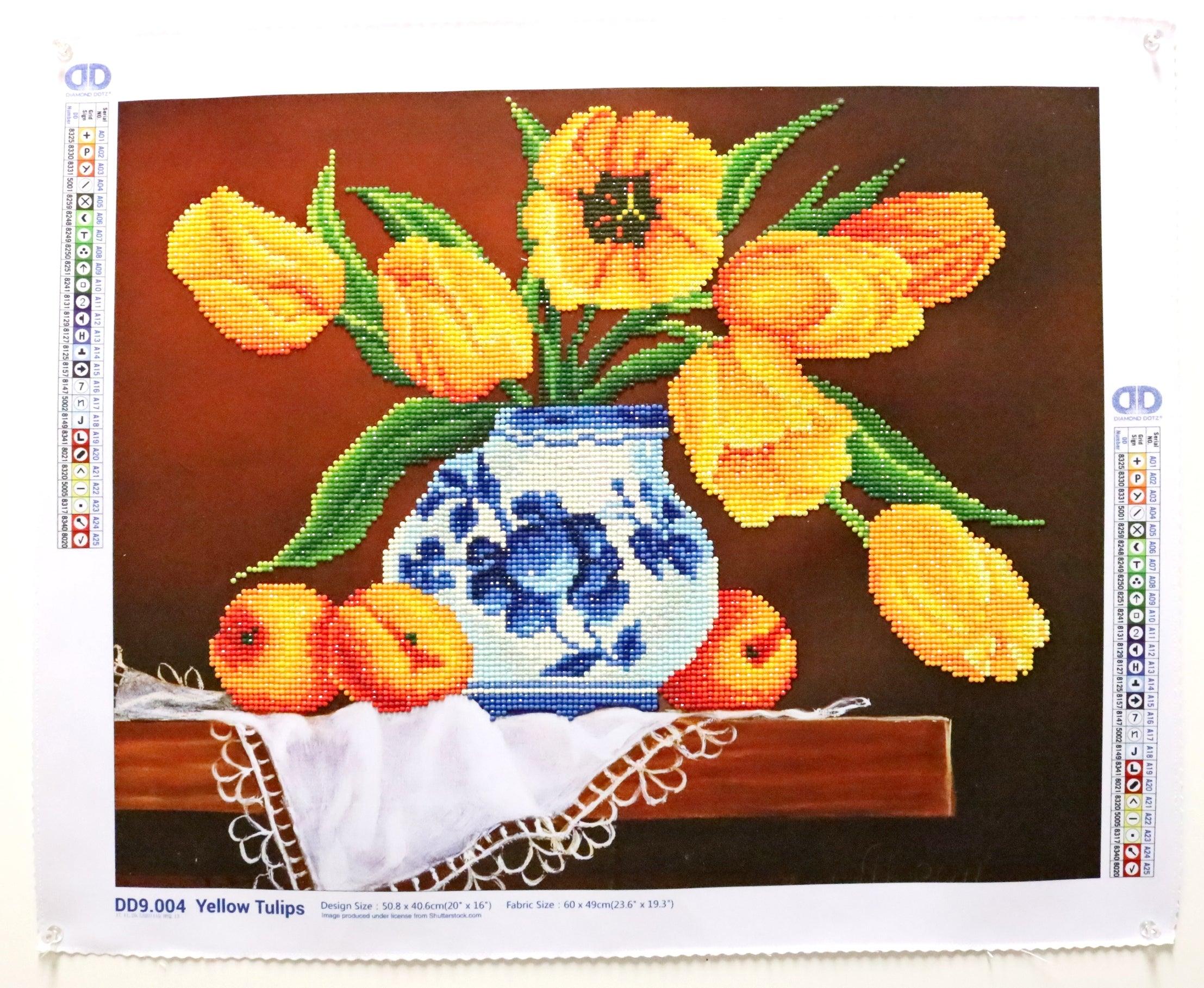 Old World Yellow Tulips in Blue & White China Vase - Beautiful 5D Diam –  Monkeysmojo